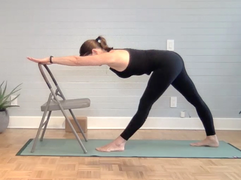 Pyramid Pose at Wall or With a Chair